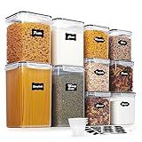 Vtopmart 10 PCS Flour and Sugar Storage Container, Large Airtight Food Canisters with Lids for Kitchen, Pantry Organization, BPA Free, Black