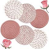 6 Pcs Coasters for Drinks, 4.3 Inch Fit for All Kinds of Cups, Super Absorbent Drink Coasters, Minimalist Cotton Handmade Coaster for Coffee Table Tabletop Protection Housewarming Gift for Home Decor