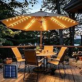 Patio Umbrella Lights Cordless 120 LED Table Umbrella Lights Solar Powered Waterproof Parasol String Lights for 7-11 Feet Outdoor Backyard Beach Umbrella Décor (Warm White)