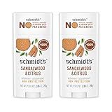 Schmidt's Aluminum-Free Vegan Deodorant Sandalwood & Citrus 2 Count for Women and Men, with 24 Hour Odor Protection, Natural Ingredients, Cruelty-Free, 2.65 oz