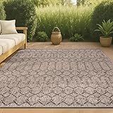 JONATHAN Y SMB108D-8 Ourika Moroccan Geometric Textured Weave Indoor Outdoor Area Rug, Bohemian, Rustic, Scandinavian Easy, Bedroom,Kitchen,Backyard,Patio,Non Shedding, Natural/Black, 8 X 10