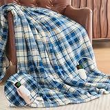 Heated Blanket Electric Throw 50X60 Heating Blanket with 10 Heating Levels 8 Hours Auto Off, Blue Plaid Sherpa Blankets Winter Warmer, Home Decor for Couch Bed Office,Gifts for Mom, Women,Washable