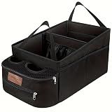 FUNNy elf Car Backseat Organizer for Cars, Collapsible Front Seat Organizer with 4 Cup Holders, Storage Pockets & Dividers, Passenger Seat Organizer for SUV, Truck, Sedan