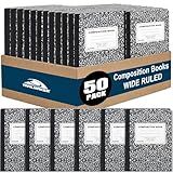 Trail maker (50 Pack Bulk Composition Notebooks, Wide Ruled Marble Cover, 200 Pages (100 Sheets), 9.75 x 7.5, Bulk School Supplies for Classroom, Office & School Donations