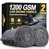 SMINDER 2-Pack 1200 GSM Car Drying Towels – Microfiber Towels for Cars (36" x 24"), Ultra-Absorbent, Streak-Free, Scratch-Free, No Water Spots, Double-Twist Pile & Edgeless Design