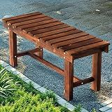 35.5" Outdoor Garden Bench,Weatherproof 2-Person Wood Backless Bench, Brown