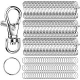 LEOBRO 240PCS Lobster Claw Clasps and Key Rings, Keychain Making Kit, 120PCS Keychain Clips and 120PCS Key Chain Ring, for Keychains, Lanyard, Jewelry Making, Art Crafts, Silver