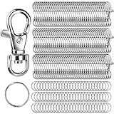 LEOBRO 240PCS Lobster Claw Clasps and Key Rings, Keychain Making Kit, 120PCS Keychain Clips and 120PCS Key Chain Ring, for Keychains, Lanyard, Jewelry Making, Art Crafts, Silver