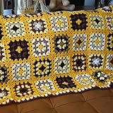 Handmade Granny Square Crochet Throw Blanket, Light Weight and Soft, Warm and Cozy, Great Gift for All Ages,Home Decor 53" x30"