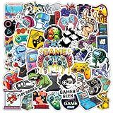 50Pcs Play Game Stickers, Cool Cartoon Trendy Gamepad Waterproof Gaming Sticker for Teen Adult Water Bottle, Laptop, Skateboard, Bike, Phone, Computer, Travel Case (Gamepad)