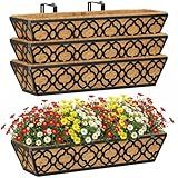Y&M Deck Railing Planter Boxes, Adjustable Balcony Planter for Outdoor Plants, Metal Railing Planter Box for Deck, Fence and Porch, Window Boxes Outdoor, Sturdy Hanging Planter-24inch 4pcs