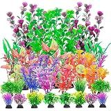 CousDUoBe 30Pcs Aquarium Plants, Fish Tank Accessories Artificial Aquatic Plants,Full Set of Fish Tank Decorations, Various Sizes
