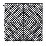 SafeRacks Ribbed Interlocking Garage Floor Tiles - Vented, Self-Draining, Non-Slip Flooring, Modular, Virgin Polypropylene, Ideal for Garages, Patios, Basements, Decks - Black - 82.56 sq ft - 48 Pack