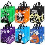 CCINEE 12PCS Halloween Non-Woven Bags with Handle，Large Size Reusable Halloween Trick or Treat Tote Bags for Party Favors Supplies，15.7"×11.8"×5.9"