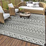 MontVoo Outdoor Rug Carpet Waterproof 5x8 Outdoor Patio Rug Mat Reverisble Plastic Straw Outdoor Rug for RV Camping Picnic Beach Balcony Boho Grey