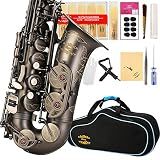 GLORY Engraved Flower High Grade Antique Finish Series PR3, E Flat Alto Saxophone with 11reeds,8 Pads Cushions,case,carekit