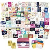 Janvale 100 All Occasion Cards Assortment Box with Color Envelopes，All Occasion Cards Set with Greeting Inside, Large 5 x 7 inch Cards with Stickers and Dividers