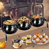 Halloween Party Decorations, 3 Ceramic Witches Cauldron Serving Bowls Set
