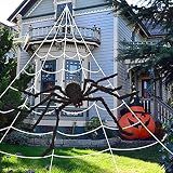 OCATO 200" Halloween Decorations Spider Web Outdoor +59" Giant Spider Décor