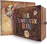 JIMBON Our Adventure Book Scrapbook Photo Album Retro Style Embossed Letter Cover Travel Diary Journal Scrap Book Kit For Couples,Memory Book For Anniversary Wedding
