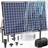 POPOSOAP 35W Solar Fountain Pump, 420GPH Solar Pond Pump with Dry-Run Protection, Solar Powered Water Pump with PVC Tubing, 17Ft Cord for Ponds, Garden, Hydroponics, Waterfall