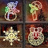 4 Pack Christmas Window Silhouette Lights Decorations, Lighted Wreath, Candy Cane, Snowflakes, and Snow Man Christmas Window Light Decorations for Holiday Indoor Outdoor Wall Door Glass Decorations