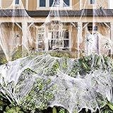1400 sqft Halloween Spider Webs Decorations with 150 Extra Fake Spiders, Super Stretchy Cobwebs for Halloween Decor Indoor and Outdoor