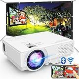 Projector with WiFi and Bluetooth, Upgrade Outdoor Projector, Mini Movie Projector Supports 1080P Synchronize Smartphone Screen by WiFi/USB Cable for Home Entertainment (WiFi)