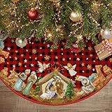AVOIN colorlife Buffalo Plaid Christmas Tree Skirt 36 Inch, Winter Holiday Tree Decoration