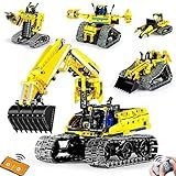LECPOP 5 in 1 Building Toys STEM Robotics Kit, 430 PCS Blocks RC Robot Erector Sets, APP & Remote Control Excavator Science Kits for Kids Age 6 7 8 9 10 11 12-14, DIY Educational Gift for Boys & Girls