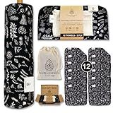 homeostasis living Reusable Paper Towels with Wash Bag | Charcoal Black 12 x Washable Eco Friendly Paperless Paper Towels Napkins Cloth Kitchen Washable Reusable Paper Towel Roll