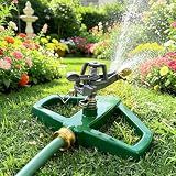 Meekamar Heavy Duty Pulsating Impact Lawn Sprinkler 360° Adjustable Rotating Automatic Water Sprinkler for Yard with Metal Base, Large Area Irrigation Sprinkle for Garden, Covers Up to 4,500 Sq. Ft