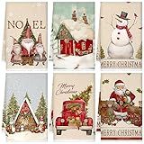 Sratte 6 Pcs Christmas Kitchen Towels Vintage Winter Snowman Tea Dishtowels Absorbent Santa Xmas Bathroom Hand Towels for Christmas Kitchen Bathroom Holiday Decorations Farmhouse Housewarming Gift