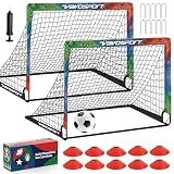 VAVOSPORT Kids Soccer Goals for Backyard Set, 2 Pack Portable Pop Up Soccer Goal with Soccer Net, Size 3 Soccer Ball, Pump, 10 Cones and Carry Bag, Toddler Soccer Training Equipment for Outdoor Games