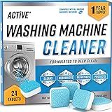 Washing Machine Cleaner Descaler 24 Pack - Deep Cleaning Tablets For HE Front Loader & Top Load Washer, Septic Safe Eco-Friendly Deodorizer, Clean Inside Drum and Laundry Tub Seal - 12 Month Supply