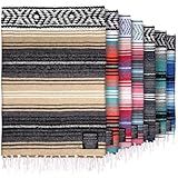 Authentic Large Handwoven Mexican Blanket - Soft Yoga Blankets - Durable Serape - Lightweight Falsa Blanket, Beach, Camping, Picnic, Equestrian Saddle, Outdoor Blankets 70"x50" - Sand