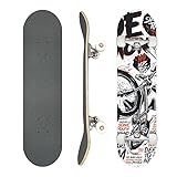 Professional Double Kick Skateboard, 31 inch Maple Deck, ABEC-9 Bearings, 95A PU Wheels, Custom Graphic Design (Bicycle, 31in)