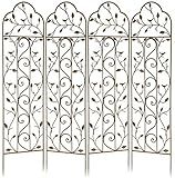 Gardman Nature Garden Trellises – Set of 4, 58" H, Aged Bronze | Metal Trellises with Bird & Leaf Design | Decorative Outdoor Plant Supports for Roses, Vines & Vertical Privacy Screens