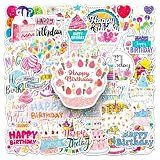 50Pcs Birthday Happy Party Decoration Decals for Water Bottles Cute Gifts Rewards Laptops Bumpers Scrapbook Bags Graffiti Sticker Stickers for Teens Adults Party Supplies（Colourful-5