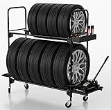 EROTASH Rolling Tire Rack for Garage,Tire Storage Rack, Heavy-Duty Wheel Rack, Tire Shelf with 5" Caster Wheels