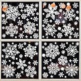 Glitter Snowflake Window Clings, 147PCS Silver Sparkling Christmas Window Clings Winter Wonderland Decorations for Home Christmas Party (Glitter Snowflake)
