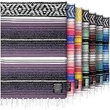 Hydration Nation Authentic Large Handwoven Mexican Blanket - Soft Yoga- Durable Serape- Lightweight Falsa, Beach, Camping, Picnic, Outdoor Blanket 70"x50" - Lavender Jade
