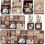 Fourluoo 10 Pcs Coffee Kitchen Decor and Accessories Coffee Oven Mitts and Pot Holders Set Dish Towels Farmhouse Kitchen Decor Vintage Brown Gloves for Chef Baking Cooking Grilling BBQ Women Gift