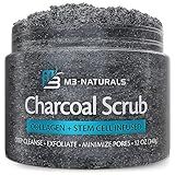 Exfoliating Charcoal Scrub with Collagen & Stem Cells – Salt Scrub for Body Toning, Cellulite, Armpit Detox, and Skin Smoothing for Face, Feet, and Body by M3 Naturals.