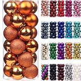 Emopeak 24Pcs Mini Christmas Balls Ornaments for Xmas Tree - 1.2 Inch Small Shatterproof Christmas Tree Decorations Hanging Ball for Holiday Wedding Party Decoration Orange
