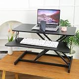 Panana Standing Desk Converter, Height Adjustable Sit to Stand Up Workstation, Dual Monitor and Laptop with Wide Keyboard Tray for Home Office (37")