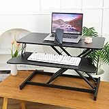Panana Standing Desk Converter, Height Adjustable Sit to Stand Up Workstation, Dual Monitor and Laptop with Wide Keyboard Tray for Home Office (25.6")