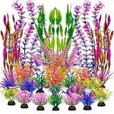 Ameliade Artificial Aquarium Plastic Plants Fish Tank Decorations, 25PCS