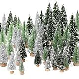 30Pcs Christmas Decorations Mini Christmas Trees, Artificial Christmas Tree Bottle Brush Trees with Wooden Base for Christmas Decor Christmas Party Home Table Craft