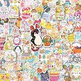 Holographic Easter Stickers for Kids, 100PCS Egg Bunny Stickers for Kids -Easter Egg Stuffers - Vinyl EasterEgg Games Crafts Activities Party Favors Basket Stuffers - Kids Gifts for Boys Girls
